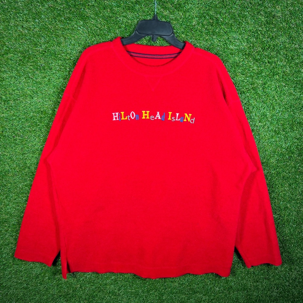 Vintage Gear For Sports Hilton Head Island Red Fleece Pullover Mens XL